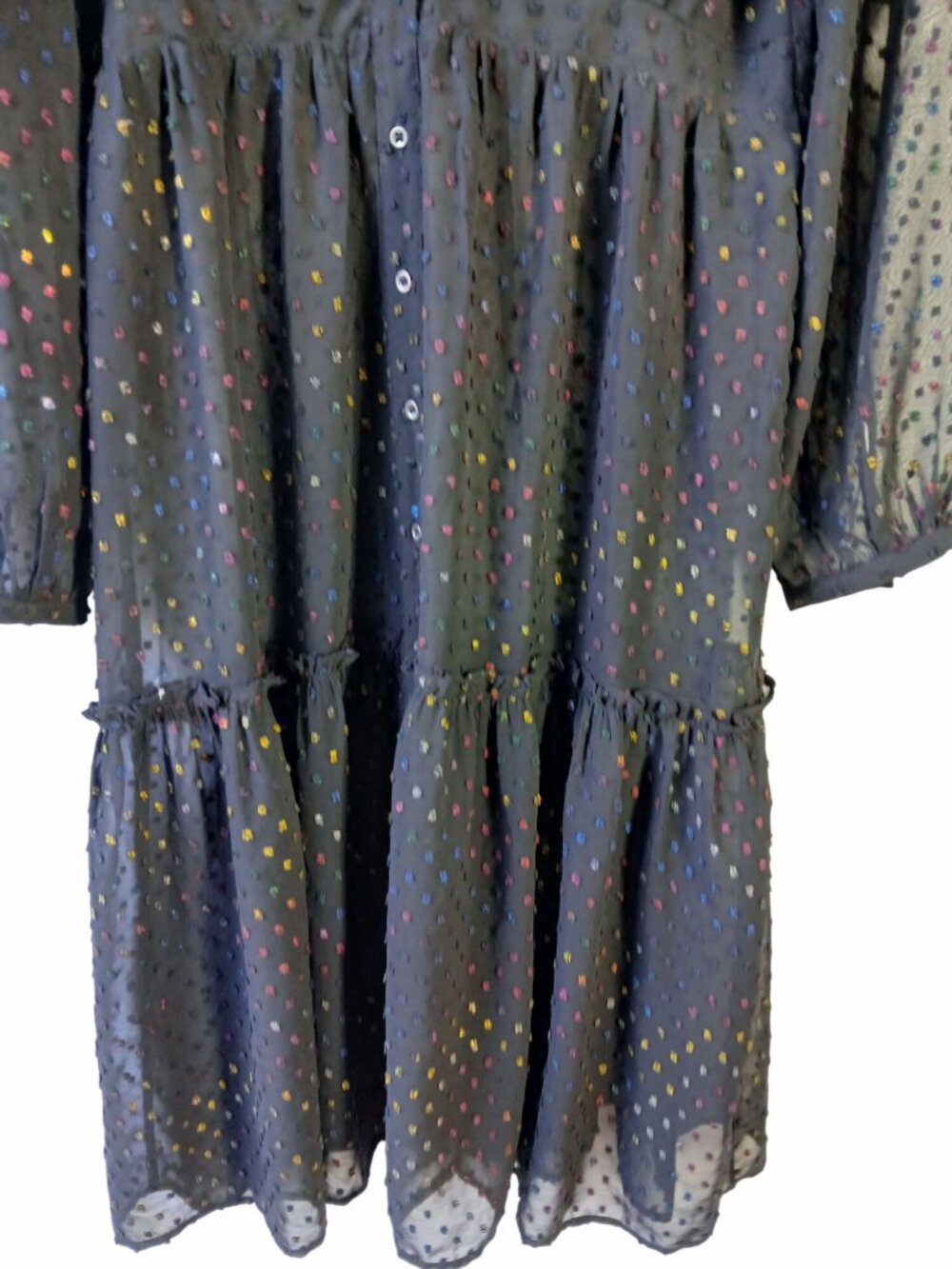 Anthropologie Sheer Audrey Tiered Midi Dress Size 14 Whimsy Goth Clip Dot New - Picture 2 of 16
